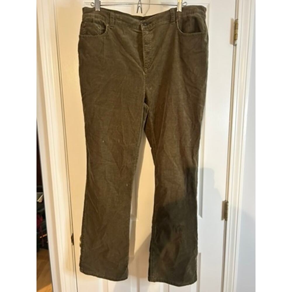 Charter Club Corduroy Pants Womens 14 Olive Green Straight Leg Stretch
